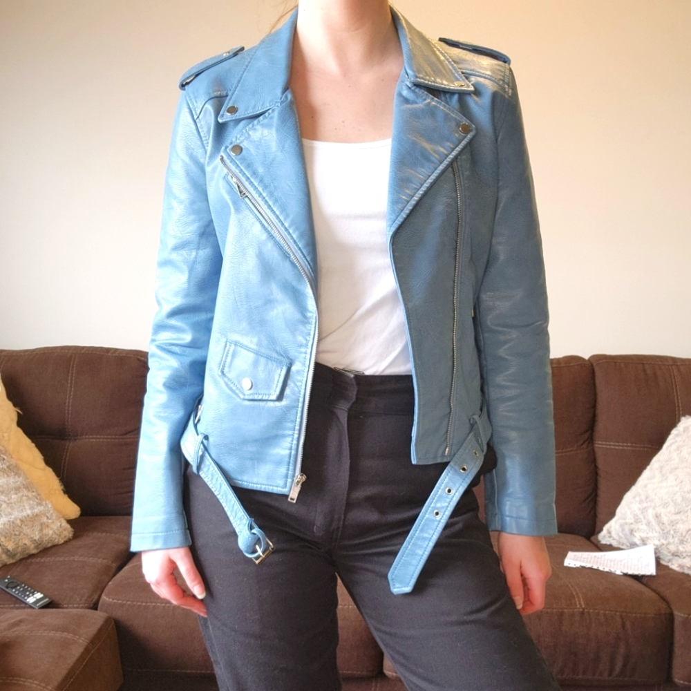 Fitaylor blue faux leather jacket